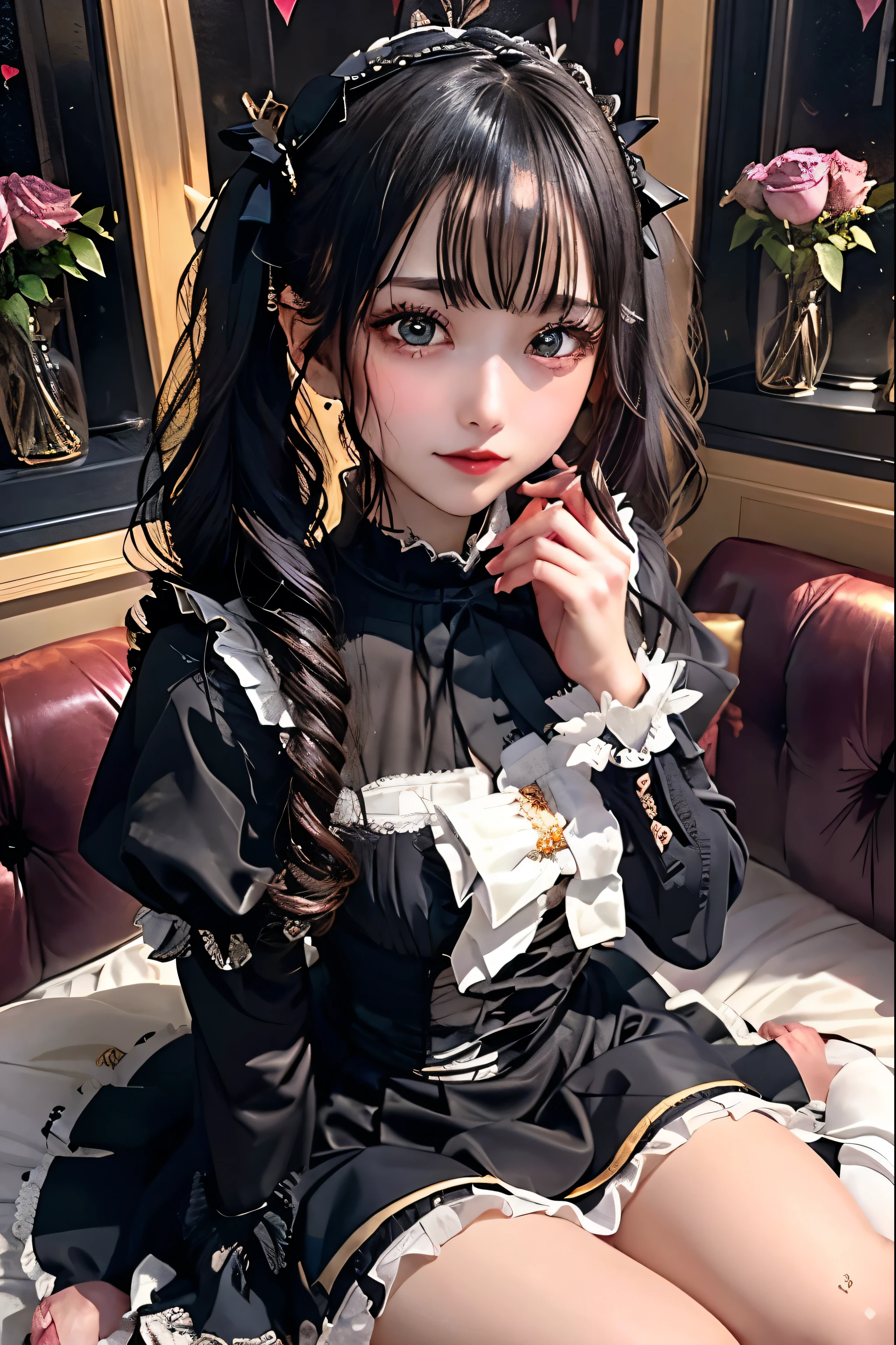 Hard Dark Gothic Makeup、Black dark eyeshadow、sad、Good skin radiance、Dark Gothicメイク、Dark smile、palace、The beauty of fragrance、24-years-old、Expression of intense sexual pleasure、Embarrassed look、Dark Gothic、Highest quality、Expression of sexual pleasure amid suffering、Drunk face、紫のMaid clotheysterious、Noble、The face of someone holding it in the toilet、sexy、Loving smile、Twin tail hair、Right blue eye, Left eye is red、Super tempting pose、Platform Heel Shoes、Heavy makeup、Gothic ta clothes、Silver Hair、Long Hair Straight Hair、Cute Gothic Loliress、Beautiful Face、elegant features、Attractive face、Stained glass is the background、Chest glistening with sweat、The room is dark、goth long dress、Bell Sleeves、Wizard Sleeve、Decadent look、Sexually excited expression、Glossy thighs wet with water、Thighs that are wet and shiny with oil、Background of a room full of roses、sad expression、Rose Maiden、The embroidery is pink、The dress has pink embroidery.、Thigh-high socks、Knee-high socks、Gentle expression、Dark black eyeshadow、Stained glass and rose background、thighs are a little thin、Female Duo、Female couple、dark church background、Stained glass、Black metal world、Dark Castle、Dark Room、Slender body、gothic long dress、Victorian dress、Small breasts、Hold the wine in your right hand、Hold the lantern in your left hand、pantyhose、The bed is covered with roses、Lying in bed、Her thighs are shining with sweat、My body is wet and shiny、Lots of glitter on the thighs、sweating、My thighs are sticky from sweating、Sweat glistening on my thighs, The whole body is sweaty and shiny、I sweated a lot.、My thighs are sweaty、My thighs are wet、My thighs are shining with sweat、A lot of sweat glistening all over the body、Slender body、Put your head on the pillow、Sleeping on a bed、Beautiful legs、Sleep with your legs stretched、