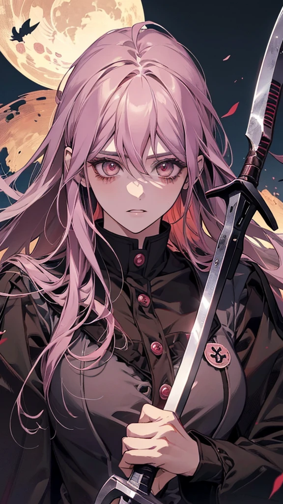 Close-up of a person holding a bloody axe in a field, Yandere. expensive, gapmoe Yandere grimdark, Yandere, gapmoe Yandere, Danganronpa digital art, Kantai Collection Style, portrait gapmoe Yandere grimdark, Fate-like anime style/Stay Night, Yandere intricate, Inspired by Honojin