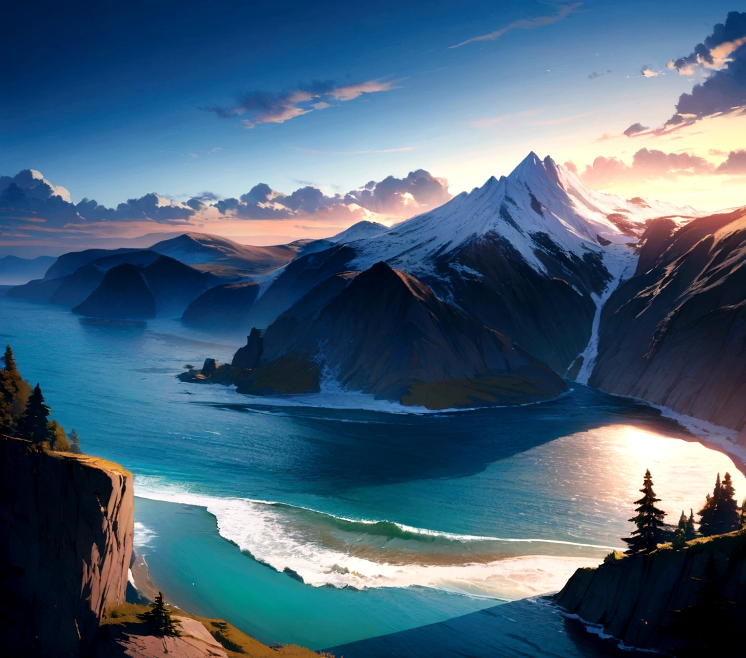 ((background only))((Highest quality,4K,8K,High resolution,masterpiece:1.2),Very detailed,(practical,photopractical,photo-practical:1.37),(figure : 1.0), A magnificent composition, Realistic lighting, High resolutionの詳細, masterpiece, Highest quality, (8K wallpapers incorporating highly detailed CG) , quiet night,Beautiful sea,Great View,vision,landscape,Wave,peaceful,peaceful,fresh air,peaceful的气氛,Endless Horizon,Vibrant colors,sky reflection on 海 surface,Mountain in the background々,The magnificent beauty of nature,Land and Sea,Relaxing environment, Background only, Only the view,