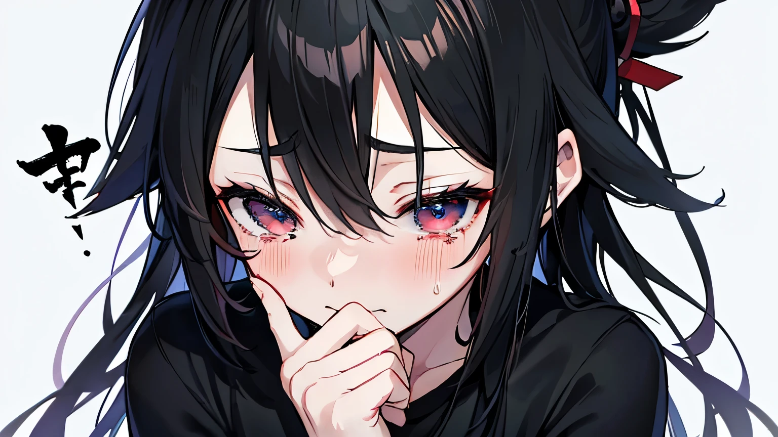 masterpiece, best quality, 1girl, momose_(oqo) official art, grayscale, manga style, japanese, chi no wadachi, black eyes, glowing white pupils, street, iced, black hair, schoolbag, crying, tears, tears streaming, blood, blood_from_mouth, bruise, nosebleed, lineart, face against the ground, looking at viewer, blood on face, black coat, black scarf, 35 years old, mature_female:1, tall, fair skinned, bokeh background, streaming, bob cut, light particles, centered, snowing, emotional anime scene, (very aesthetic, best quality, ultra detailed), intricate details, red and blue lights flashing, camera glare, finger_gun, pointing at viewer, cool, soleless, emotionless
