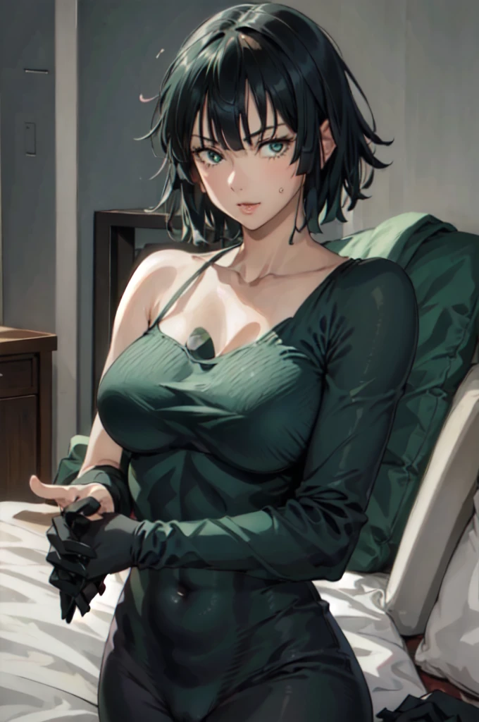 fubuki, fubuki, Dark green hair, Green Eyes, short hair, (Large Breasts:1.2), good, panties, black good, black panties, Portrait Shot, Upper Body Shot, Face Focus, Close-up shot, only Upper Body Shot, break indoors, office, break looking at viewer, break (masterpiece:1.2), Highest quality, High resolution, unity 8k wallpaper, (figure:0.8), (Beautiful attention to detail:1.6), Highly detailed face, Perfect lighting, Highly detailed CG, (Perfect hands, Perfect Anatomy), A proud smile