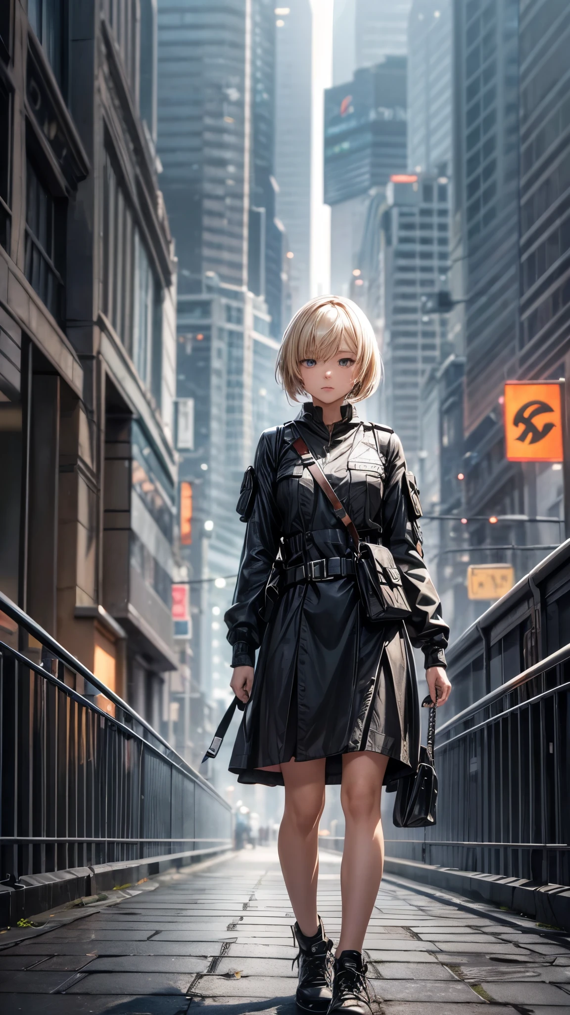 There is a woman in a black dress and a black coat - SeaArt AI