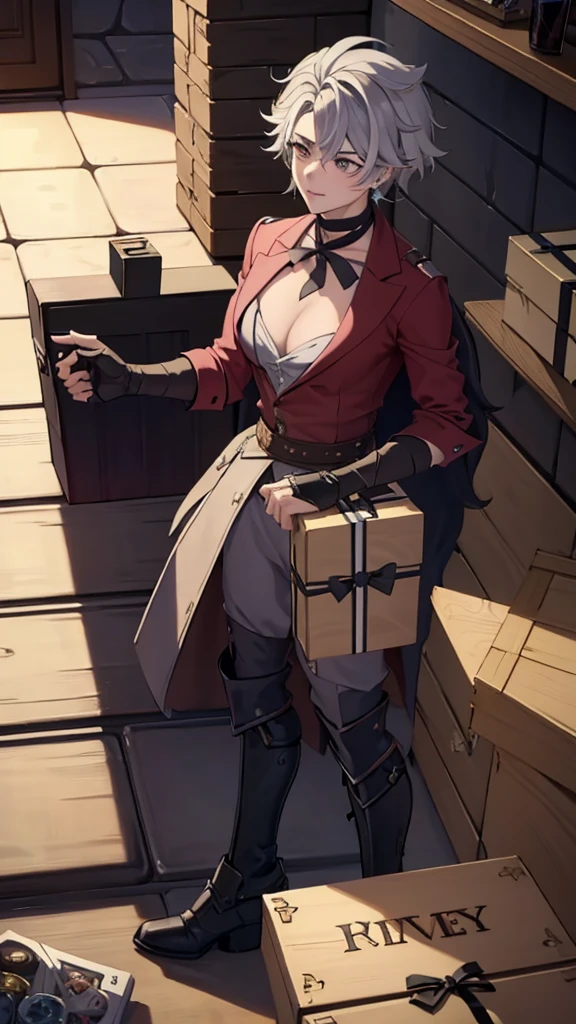 a picture of a woman in a box with a bow, toy package, loot box, art of silverfox, holding gift, gifts, treasure chests, box, freud lucian, birthday wrapped presents, game case, boris valejo. octopath traveler, furraffinity, big bad wolf, furry fantasy art, card game, inside its box, box art