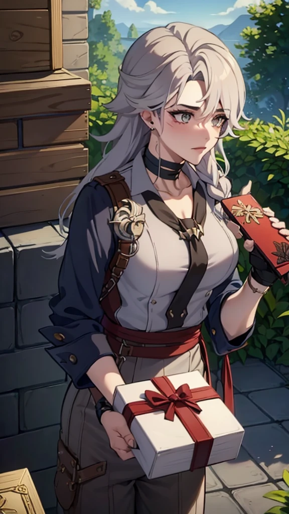 a picture of a woman in a box with a bow, toy package, loot box, art of silverfox, holding gift, gifts, treasure chests, box, freud lucian, birthday wrapped presents, game case, boris valejo. octopath traveler, furraffinity, big bad wolf, furry fantasy art, card game, inside its box, box art