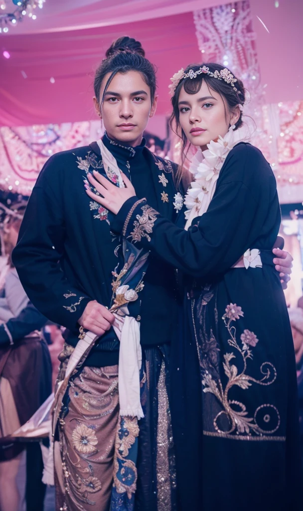 1man and 1 woman, Realistic detailed UHD 4k photography extreme quality, Cg unity 8k, super delicate, background blur, full depth of field, HDR high dynamics, real restoration, intricate and extreme details, perfectly presenting the style of midjourney art. realistic, elegant, goddess, surrealism, high detail, supremacy, cinematic lighting, ray tracing, shadow, uhd, retina, masterpiece, ccurate, anatomically correct, textured skin, super detail, high detail, high quality, high quality, award-winning, best quality, high resolution, 1080P, 16k, 8k, 4K, HD