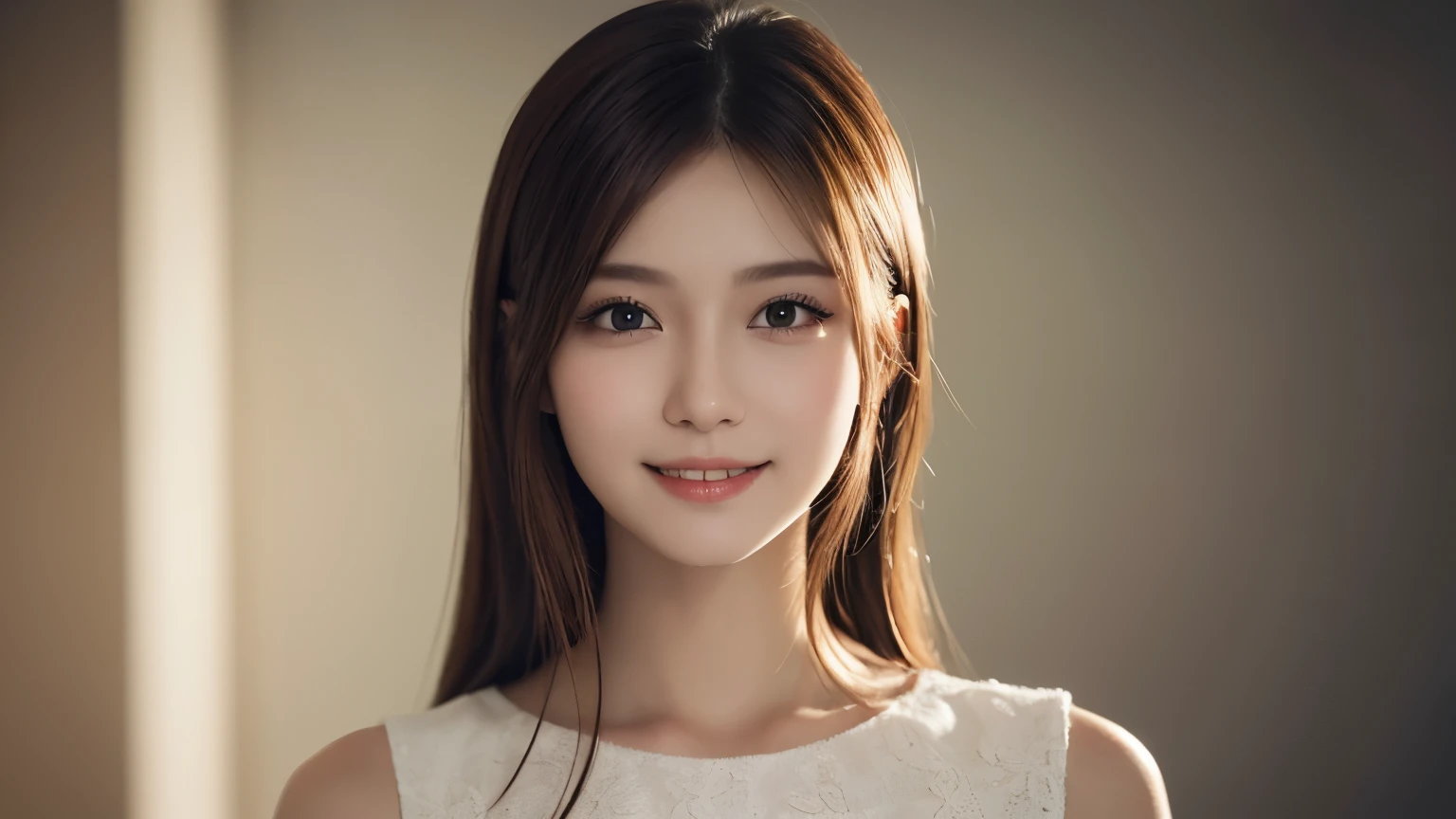 One Girl, (Dress in trendy fashion:1.2), (RAW Photos, highest quality), (Realistic, Photorealistic:1.4), Tabletop, Very delicate and beautiful, Very detailed, 2k wallpaper, wonderful, In detail, Very detailed CG Unity 8k wallpaper, Very detailedな, High resolution, Soft Light, Beautiful detailed girl, looking at the camera、Very detailedな目と顔, Beautifully detailed nose, Beautiful fine details, Long Hair, small, business suit、White background、Background is white、Cinema Lighting, Perfect Anatomy, Slender body, smile, 
