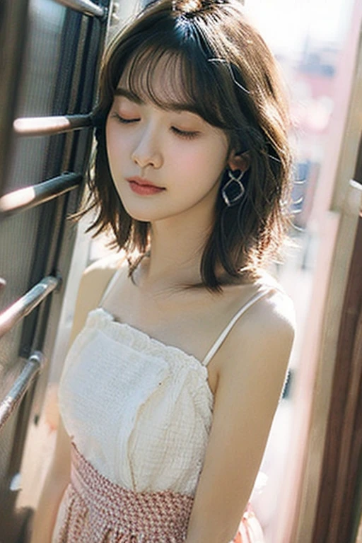 Highest quality、masterpiece、High sensitivity、High resolution、Detailed Description、Slender women、Slim Body、Kissing Face、Eyes closed、blush、