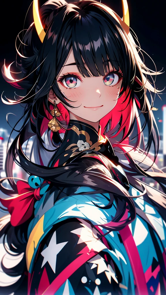 Black Hair, bangs, curtained hair, crossed bangs, Long Hair, Messy Hair, ponytail, とてもLong Hair, Black Hair, bangs, curtained hair, crossed bangs, Long Hair, Messy Hair, ponytail, とてもLong Hair, Big Hair, (()), Hair Ears, Tying up hair, Hair flap, widow peak, headgear, Hair Ribbon, Hairpin, Hair Pod, 白いHair Ribbon, Mole under the eye, Raise your eyebrows, eyeball, Wicked Smile, crazy, shy, Frowning, Juru, dark (Performance), Captivating smile, Anime Big Tits, Minimalism, Anime Style, Anime Big Tits, Minimalism, Anime Style, viewing angle, ((Photograph the whole body)), Hyper HD, retina, masterpiece, Accurate, Textured skin, Super detailed, high quality, Attention to detail, Awards, 最high quality, High resolution, 16K, Hyper HD, retina, masterpiece, Accurate, Textured skin, Super detailed, high quality, Attention to detail, Awards, 最high quality, High resolution, 16K((Beautiful yukata))((Old cityscape background))