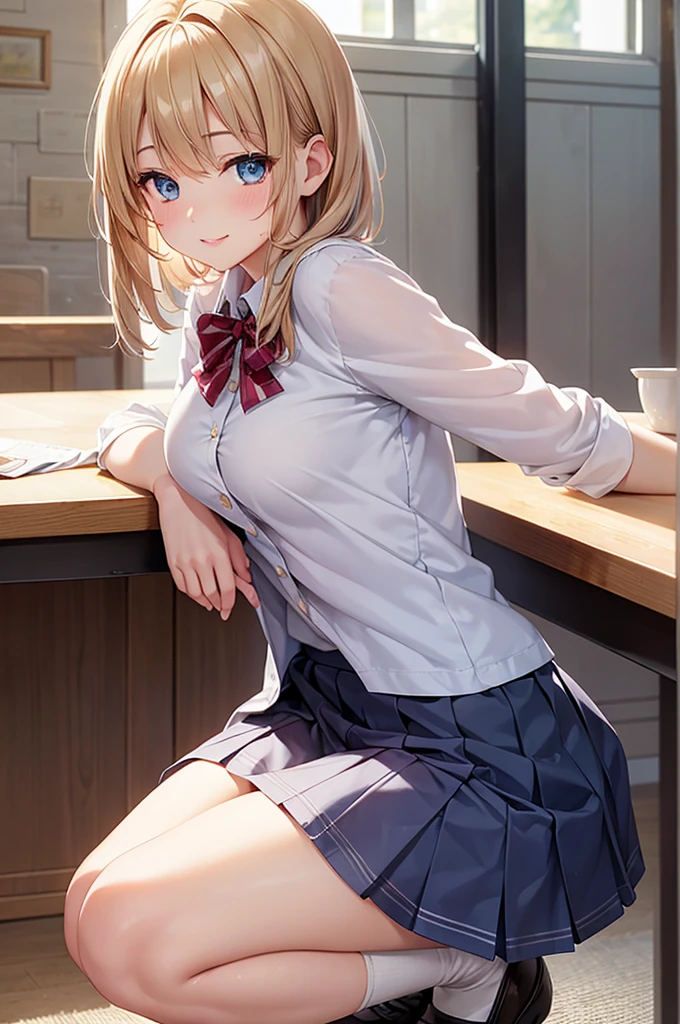 (Browsing Caution:0.99)、beautiful girl, (Roll up your skirt), Looking into the camera, Angle from below, Short skirt, Squat, A shy smile,  Beautiful Skin, ((Highest quality, 16K, Tabletop: 1.3)), 1 Girl, The light shines on your face, Highly detailed face, Highly detailed lips, Beautiful Eyes、Realistic Skin、Cute design panties、shaving、Various Hair Styles、Different color uniforms、Natural clothes、Detailed panties、Spread your legs、sit、Squat、Long skirt