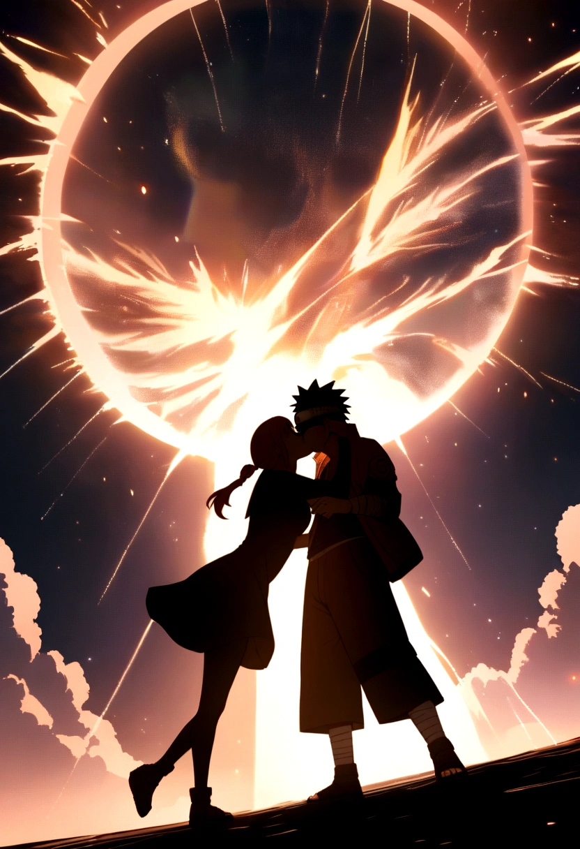 Make an image of anime character naruto and sakura kissing
