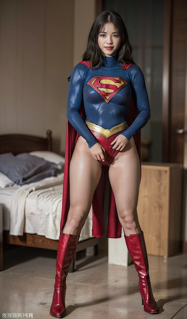 No background、(((Sweating profusely))).(((Beautiful legs in black tights.)))、(((Legally express the beauty of your smile)))、((((Make the most of your original images)))、(((体にぴったりフィットするSupergirl Costume)))、(((Supergirl Costume)))、(((short and beautiful hair)))、(((suffering)))、(((Please wear black tights....、Wear red boots)))、((Best image quality、8K))、((Highest quality、8K、masterpiece:1.3))、(((Preserve background )))、Sharp focus:1.2、Beautiful woman with perfect figure:1.4、Slim Abs:1.2、Wet body:1.5、Highly detailed face and skin texture、8K