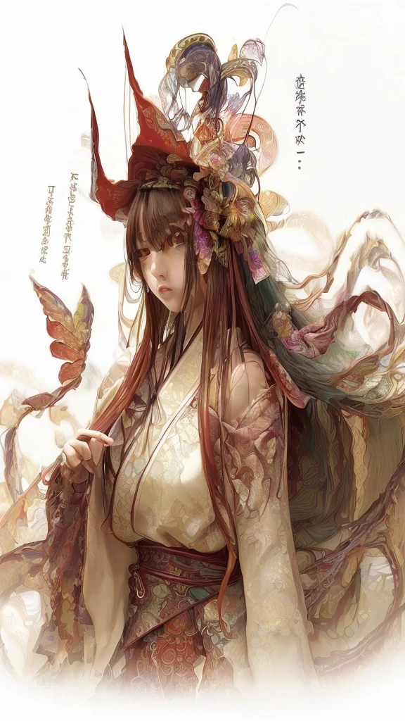 (masterpiece, Highest quality, Highest quality, Official Art, beautifully、aesthetic:1.2), (One girl:1.3), Very detailed,(Fractal Art:1.2),colorful,Most detailed,(Tangled:1.2), (Dynamic pose), (抽象的なbackground:1.5), (Traditional Costume:1.2), (Shiny skin), (Many colors:1.4), Upper Body,background(Abandoned shrines in Japan),(backgroundは少し暗く),The subject is based on img2img