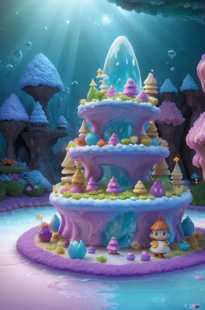 (((Electronic games_style))), (Clear focus:1.2), ((Crystal Puff )), (Moody Lightning:1.2), Soft grey light, Depth of Field, Bokeh, 4K, Human Development Report,, Pink Cake,Beautiful cream puffs glowing in the ethereal light of studio lighting, Lights reflect shadows on purple aquamarine decorated with cream puffs, Ambient light reflection, Interweaving of light and shadow,Highlight the natural beauty of puffs,, (The shape is as smooth and curved as velvet:1.2), (High contrast captures changes in light and shadow), night, Peaceful and grateful atmosphere, Artistic Heart, Magical atmosphere, The moonlight casts a beam of light on the landscape made of desserts, Award-winning art,, Desolate Space, Fantasy food landscape, Detail color is purple, Magical atmosphere, Fairytale-like, Landscape made of candies decorated with white powdered sugar and cream, DonMC4ndyL4nd Small lake made of chocolate cream ChocolateWetStyle, A land flowing with milk and honey, A fantastic landscape made of candy and ice cubes: Lake made of strawberry milk, Small pieces of vanilla chocolate swimming in it, , , The strawberry milk lake is surrounded by colorful macarons and pastry sticks., , , Landscape made of mint ice cream, , , In the background is the Caramel Cream Falls flowing into Strawberry Lake, , , powdered sugar blows in the wind and covers the A land flowing with milk and honey, , , The atmosphere was magical, Sweet as a fairy tale,