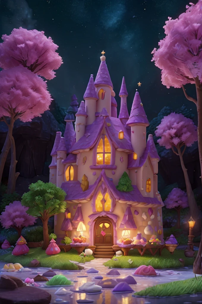 (((Electronic games_style))), (Clear focus:1.2), ((Crystal Puff )), (Moody Lightning:1.2), Soft grey light, Depth of Field, Bokeh, 4K, Human Development Report,, Pink Cake,Beautiful cream puffs glowing in the ethereal light of studio lighting, Lights reflect shadows on purple aquamarine decorated with cream puffs, Ambient light reflection, Interweaving of light and shadow,Highlight the natural beauty of puffs,, (The shape is as smooth and curved as velvet:1.2), (High contrast captures changes in light and shadow), night, Peaceful and grateful atmosphere, Artistic Heart, Magical atmosphere, The moonlight casts a beam of light on the landscape made of desserts, Award-winning art,, Desolate Space, Fantasy food landscape, Detail color is purple, Magical atmosphere, Fairytale-like, Landscape made of candies decorated with white powdered sugar and cream, DonMC4ndyL4nd Small lake made of chocolate cream ChocolateWetStyle, A land flowing with milk and honey, A fantastic landscape made of candy and ice cubes: Lake made of strawberry milk, Small pieces of vanilla chocolate swimming in it, , , The strawberry milk lake is surrounded by colorful macarons and pastry sticks., , , Landscape made of mint ice cream, , , In the background is the Caramel Cream Falls flowing into Strawberry Lake, , , powdered sugar blows in the wind and covers the A land flowing with milk and honey, , , The atmosphere was magical, Sweet as a fairy tale,