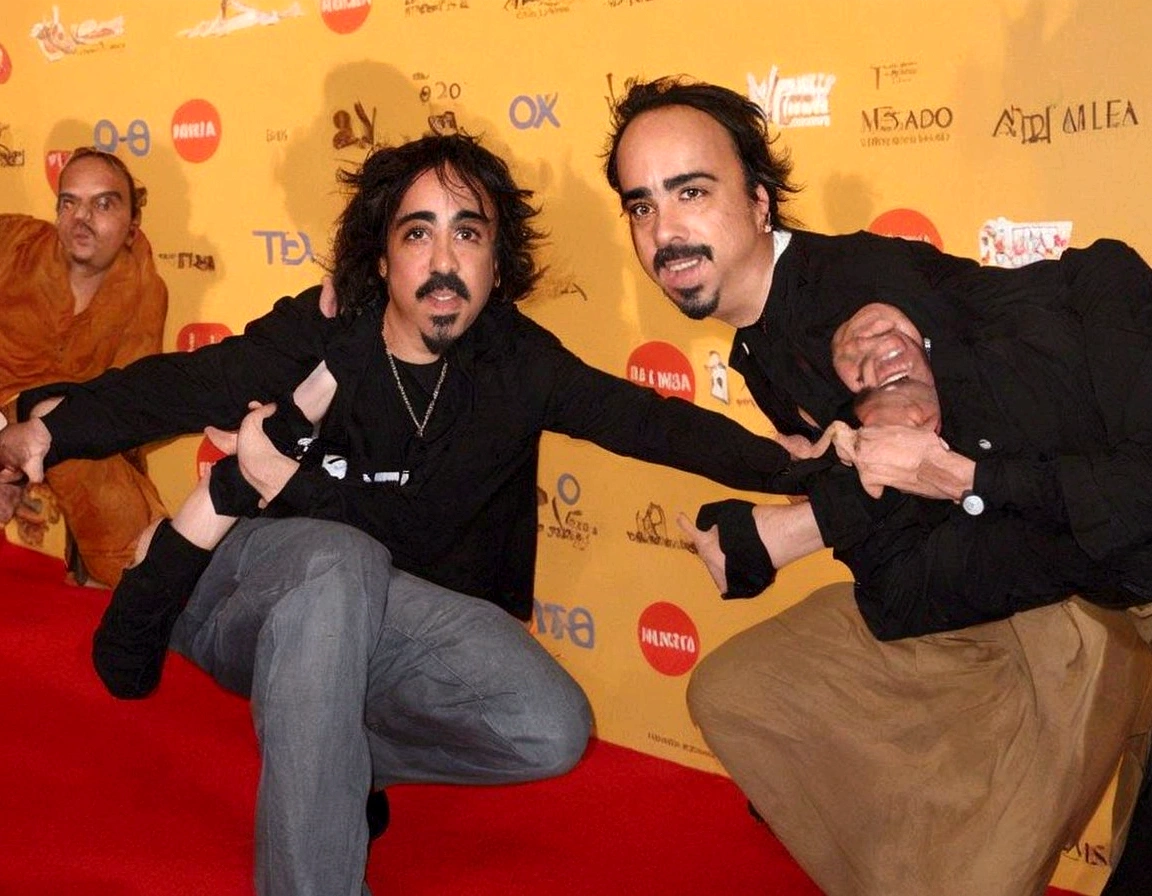 they are two Men posing for a picture on the red carpet, alejandro inarritu, in Spain, by Pablo Rey, Juanjo Guarnid, with octane, taken in the late 2000s, with wart, Me, genzoman y frank franzzeta, Miguel Iglesias, ayanamikodon and irakli nadar