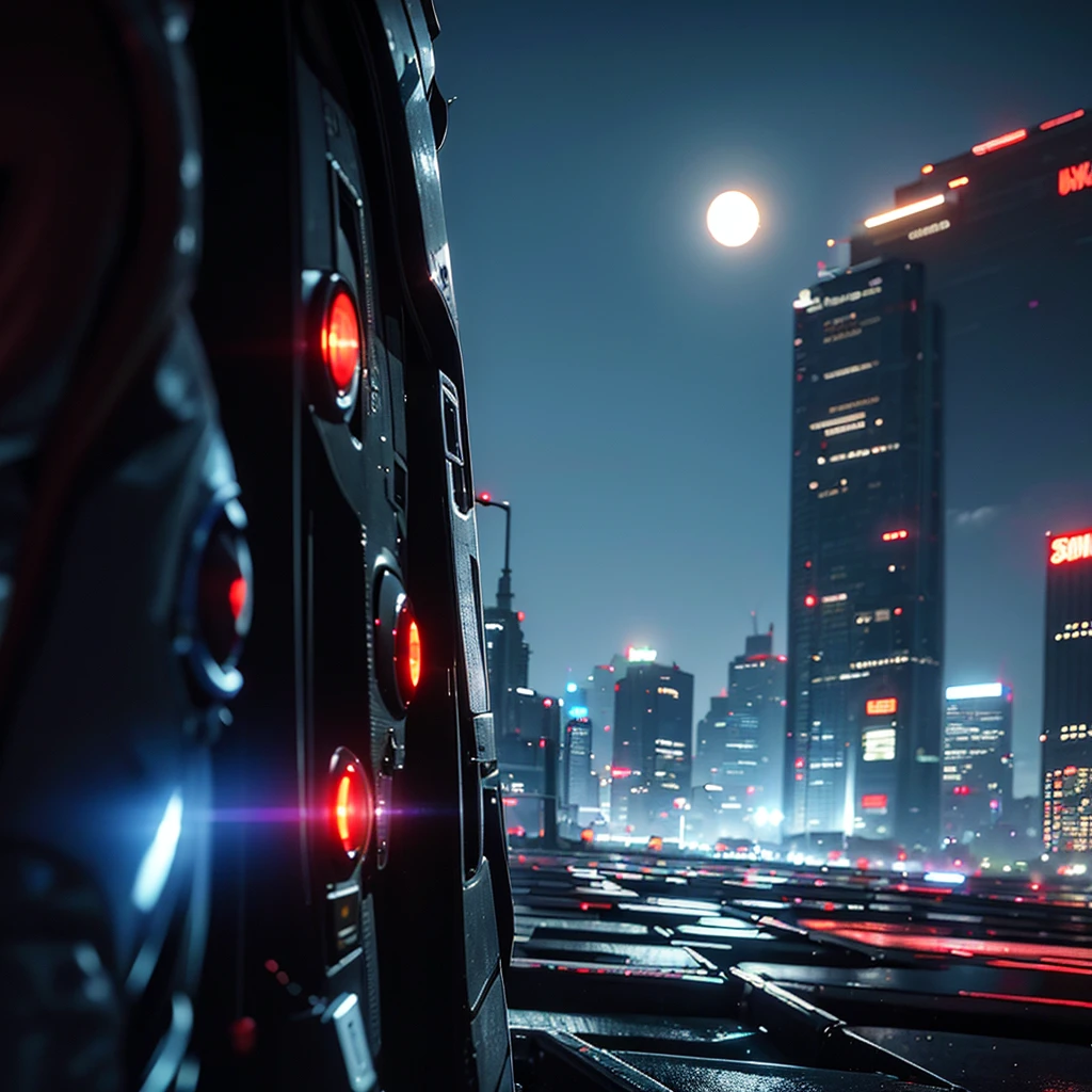 , night time , cyberpunk , eclipse in the sky , eclipse, landscape