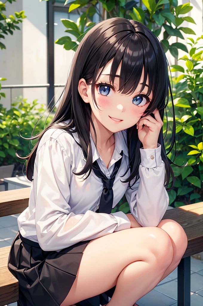 (Browsing Caution:0.99)、beautiful girl, (Roll up your skirt), Looking into the camera, Angle from below, Short skirt, Squat, はにかんだsmile, Beautiful Skin, ((Highest quality, 16K, Tabletop: 1.3)), 1 Girl, The light shines on your face, Highly detailed face, Highly detailed lips, Beautiful Eyes、Realistic Skin、Cute design panties、shaving、Various Hair Styles、Different color uniforms、Natural clothes、Detailed panties、Spread your legs、sit、Squat、Long skirt long black hair, Natural Straight Hair, Bright lips, smile, shy