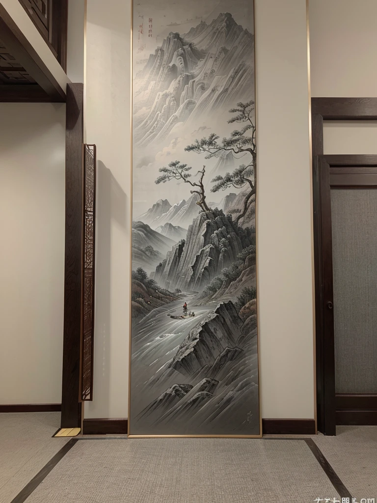 A gray tone，antiquity，National Trend，Background picture of exhibition board in Chinese painting style