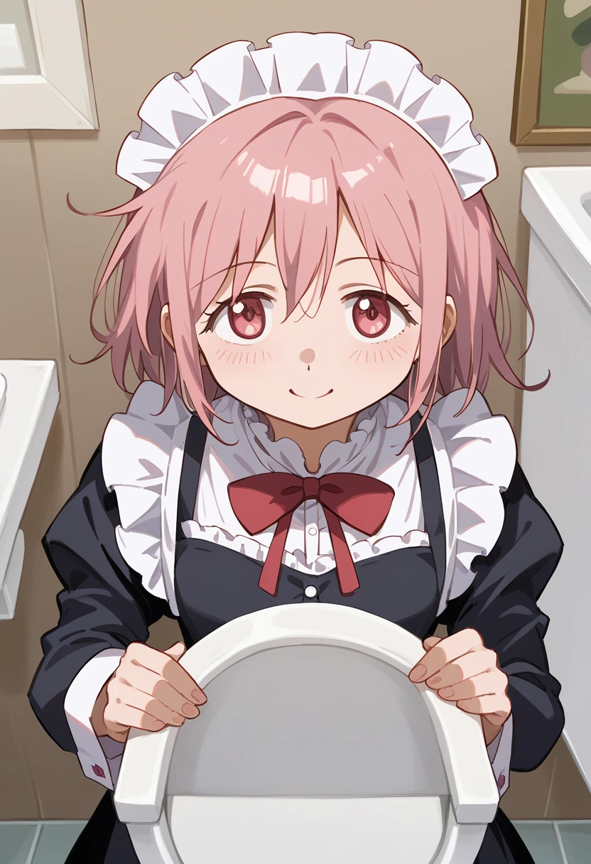 puntaje_9, puntaje_8_arriba, puntaje_7_arriba,1,

((looking at the viewer)), (smile), {{maid}}, {pink hair}, 1girl, spiroast, {{kaname madoka}}, in a cold, dark public toilet {artist:yoneyama_mai}, {by misaka12003, stu dts} {artist:quasarcake}, {artist:ciloranko}, {oil painting}, realistic, gradient, best quality, amazing quality, very aesthetic, absurdres, best quality, amazing quality, very aesthetic, absurdres