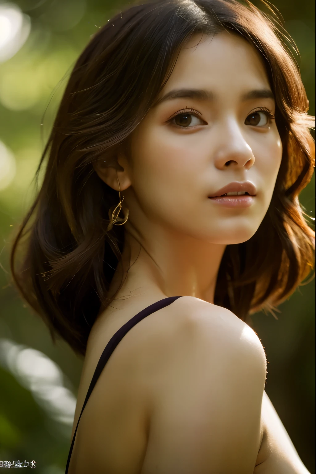 (4K), (Highest quality), (Best details), (Realistic),Mesozoic forests in heavy rain、Completely nakedの緑髪の美しいフランス人の女、I&#39;m shaking with goosebumps、Completely naked、Big Breasts、Dark and deep Jurassic forest、butt butt