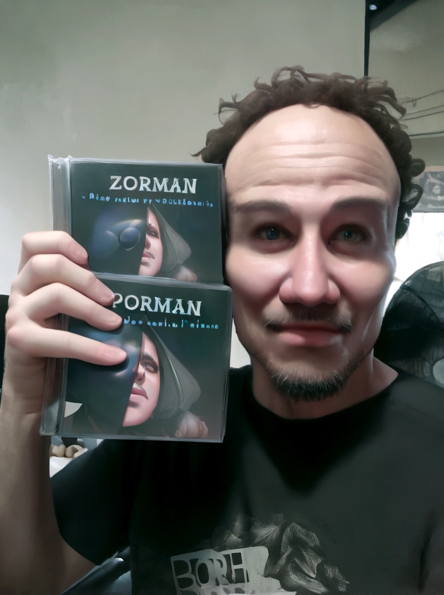 Arafed man holding two CDs in front of his face., album cover!, inspired powder Zoltan Boros, new album cover, Zoltán, inspired by Loïc Zimmerman, by Zoran Mušič, art album, powder Zoltan Boros, portrait!!!, CD jacket, por Romain Brook, inspired by Zoltán Joó, portrait!!!!