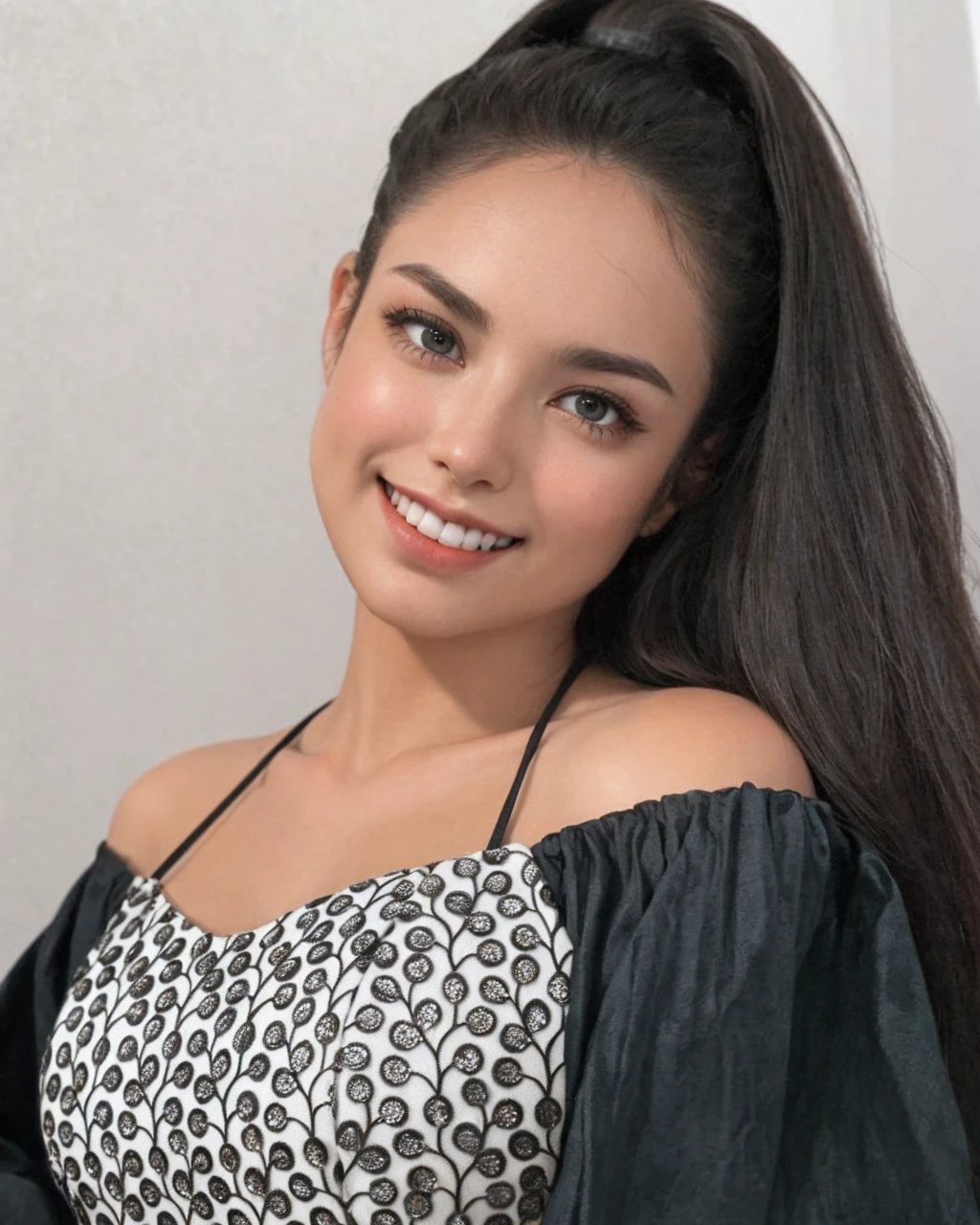 ultra realistic 8k cg, picture-perfect face, flawless, clean, masterpiece, professional artwork, famous artwork, perfect face, beautiful face, beautiful eyes, ((perfect female body)), solo,(immersive atmosphere, chiaroscuro:1.5,bright light:1.2,luminous lighting)
,,(blush:0.5),seductive expression,extremely detailed_eyes,thick thighs,large breasts,
beautifully detailed background,depth of field,realistic:1.3, long shot,1girl,shirt,pleated skirt, , sitting, full body, 
(ambient light:1.3),(cinematic composition:1.3),(neon lights:0.1),(HDR:0.1),Accent Lighting, white pantyhose,