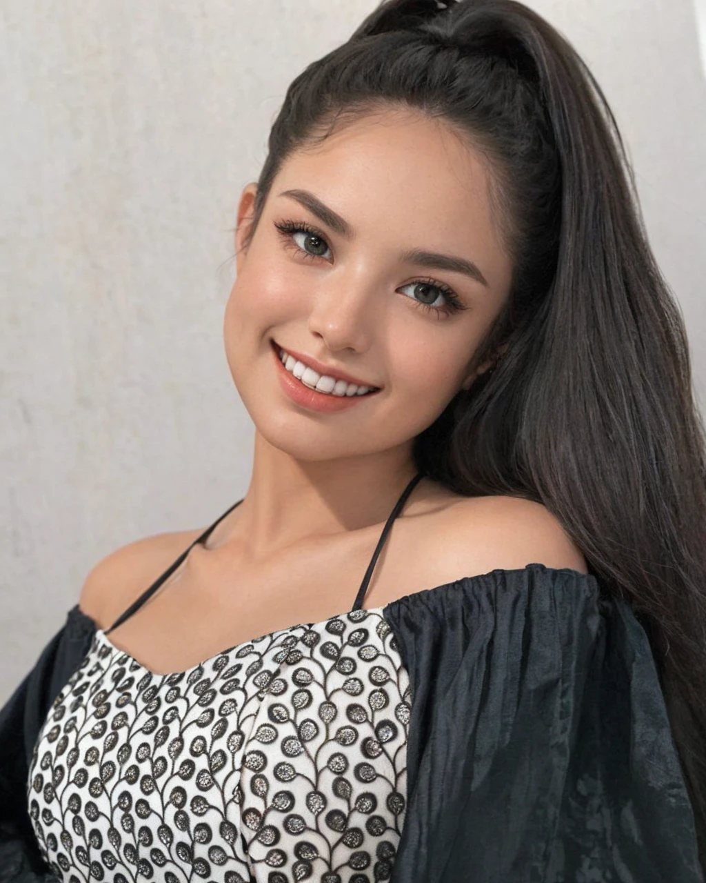 ultra realistic 8k cg, picture-perfect face, flawless, clean, masterpiece, professional artwork, famous artwork, perfect face, beautiful face, beautiful eyes, ((perfect female body)), solo,(immersive atmosphere, chiaroscuro:1.5,bright light:1.2,luminous lighting)
,,(blush:0.5),seductive expression,extremely detailed_eyes,thick thighs,large breasts,
beautifully detailed background,depth of field,realistic:1.3, long shot,1girl,shirt,pleated skirt, , sitting, full body,
(ambient light:1.3),(cinematic composition:1.3),(neon lights:0.1),(HDR:0.1),Accent Lighting, white pantyhose,
