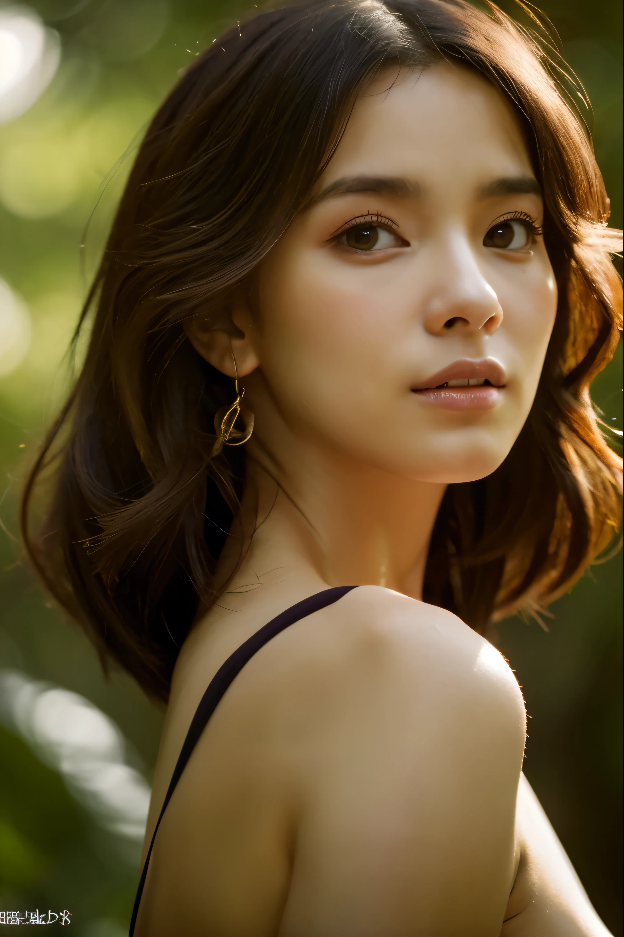 (4K), (Highest quality), (Best details), (Realistic),Mesozoic forests in heavy rain、Completely naked beautiful green haired french girl、I'm shaking with goosebumps、Completely naked、Big Breasts、Dark and deep Jurassic forest、butt butt