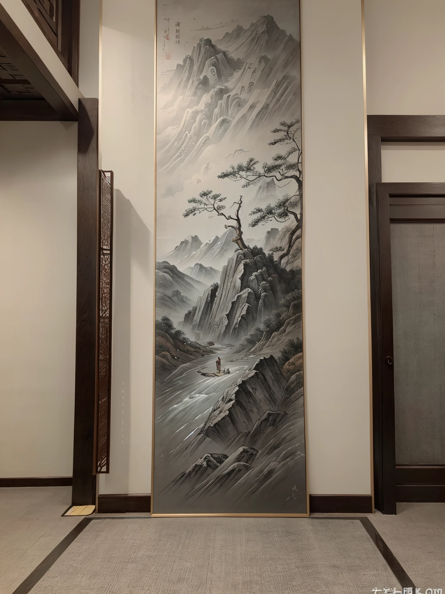 A gray tone,antiquity,National Trend,Background picture of exhibition board in Chinese painting style