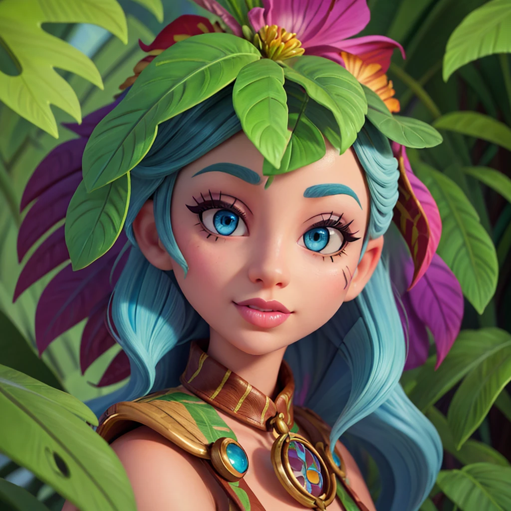 intricate digital painting, animals, disney-style safari theme, beautiful detailed eyes, beautiful detailed lips, extremely detailed face and portrait, long eyelashes, colorful vibrant colors, dynamic composition, dramatic lighting, cinematic camera angle, whimsical fantasy elements, lush tropical foliage, animal sidekicks, adventurous spirit, dreamlike atmosphere, hyper detailed, masterpiece, 8k, photorealistic