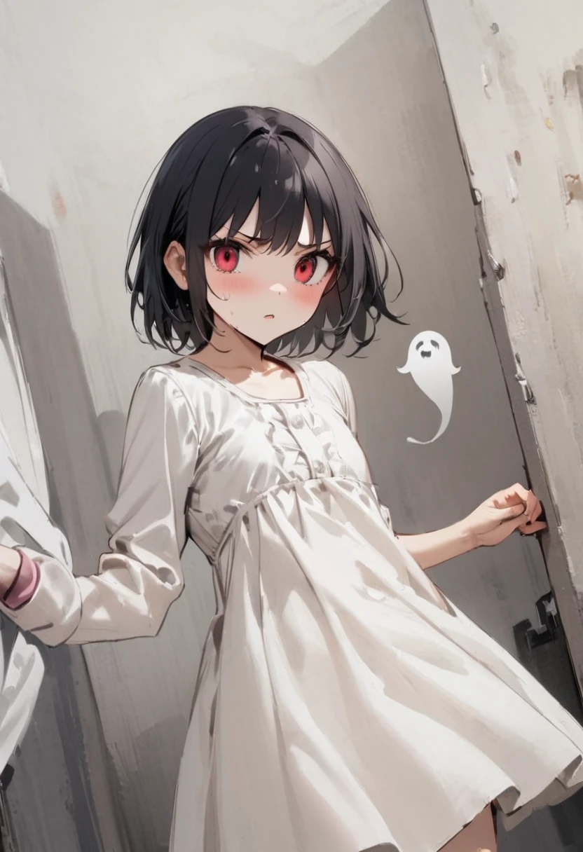 Ghost photos、ghost、Midsummer、picture、Horror、fear、Creepy、Girl、Girl、Short、Younger、Lower school year、Baby Face、flat chest、Both eyes open、Glaring、Dynamic Angle、masterpiece、best quality、ultra-detail