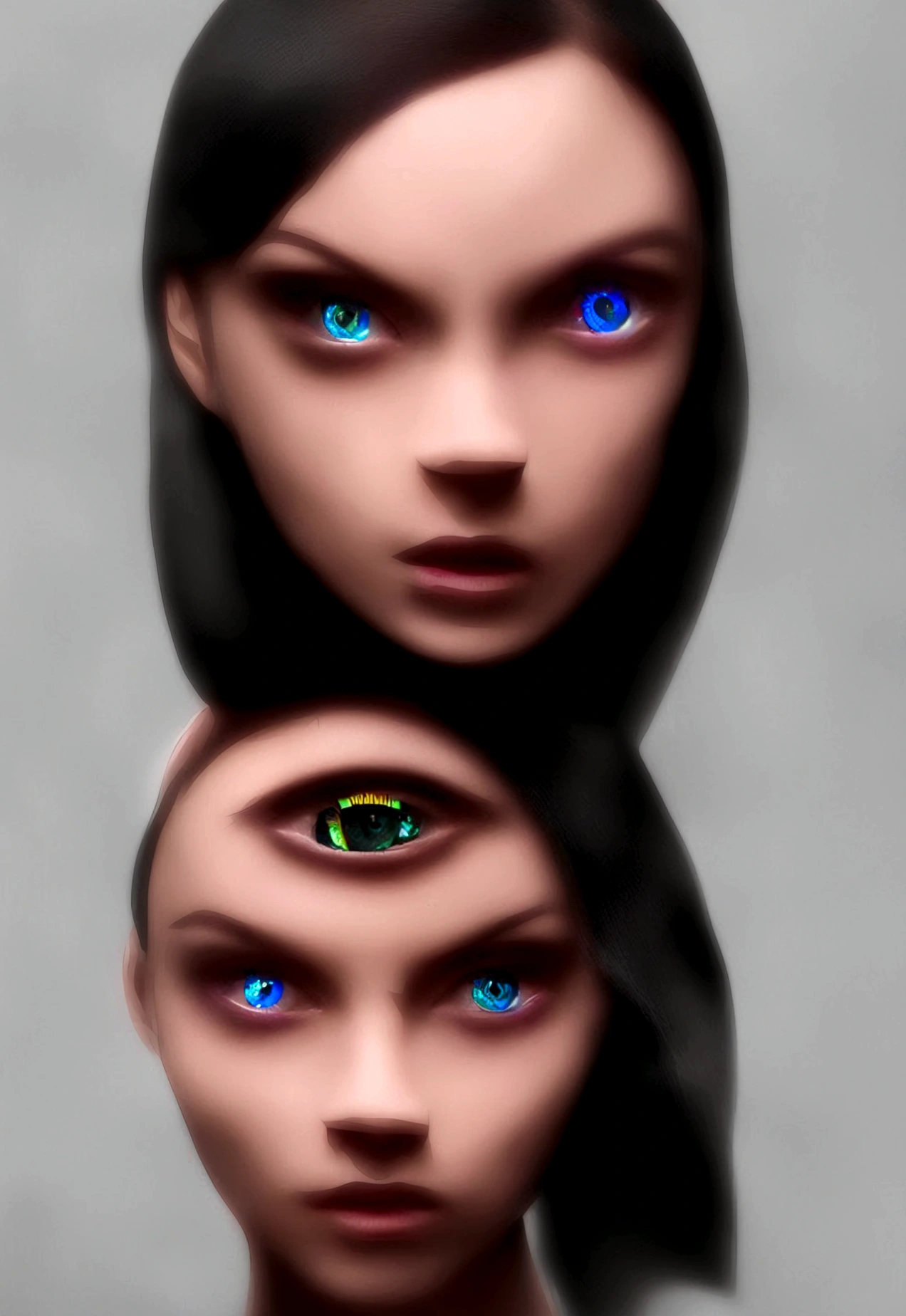 8k, Dark_Fancy, delicate face, (delicate glass pupil: 1.5), Standing full length portrait, black in one eye, red in one eye, 1 person, mechanical miracle, robot presence