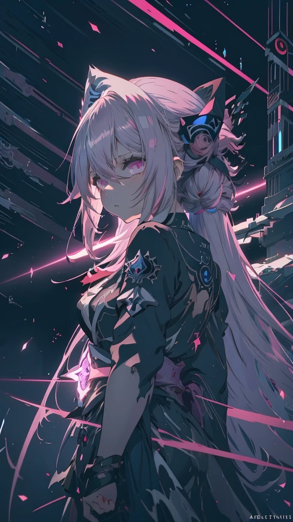 Anime girl with long pink hair touching her face with her hands, Detailed Key Anime Art, Dark brown and vermilion, From Arknights, | Anime with attention to detail, Rias Gremory, Guilty Crown, ( ( ( yoshinari yoh ) ) ), Cinematic | | Very anime-like, Ethereal Anime, Detailed anime artwork, Nightcore, anime style like fate/Stay Night