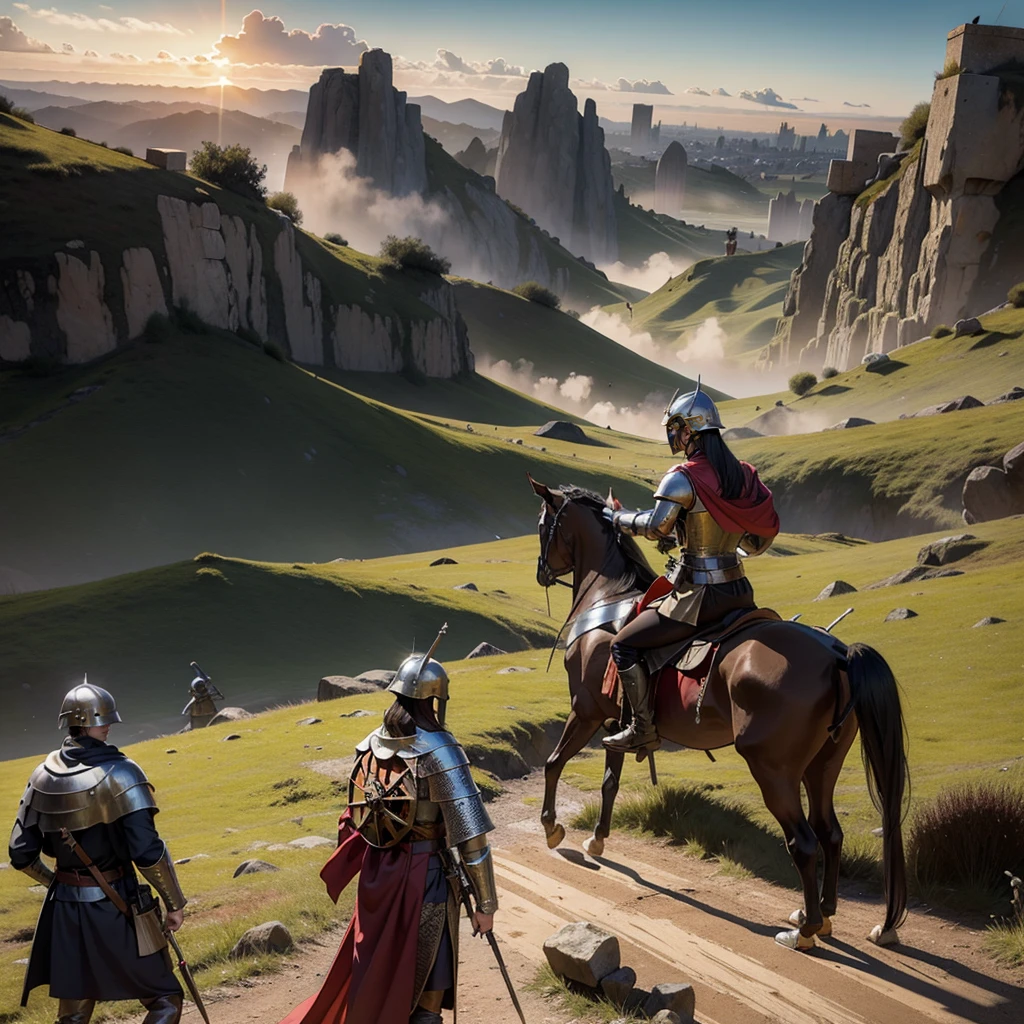 (Image of a medieval battlefield at dawn)