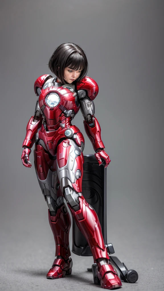 Highest quality　8k Iron Man Suit Girl　Junior high school girl　Sweaty face　cute　short hair　boyish　Steam coming from the head　My hair is wet with sweat　Black hair feel　Full body portrait　My upper body is soaked　　Squat sitting　　Leg spread　I can see the vagina　front　Angle from below