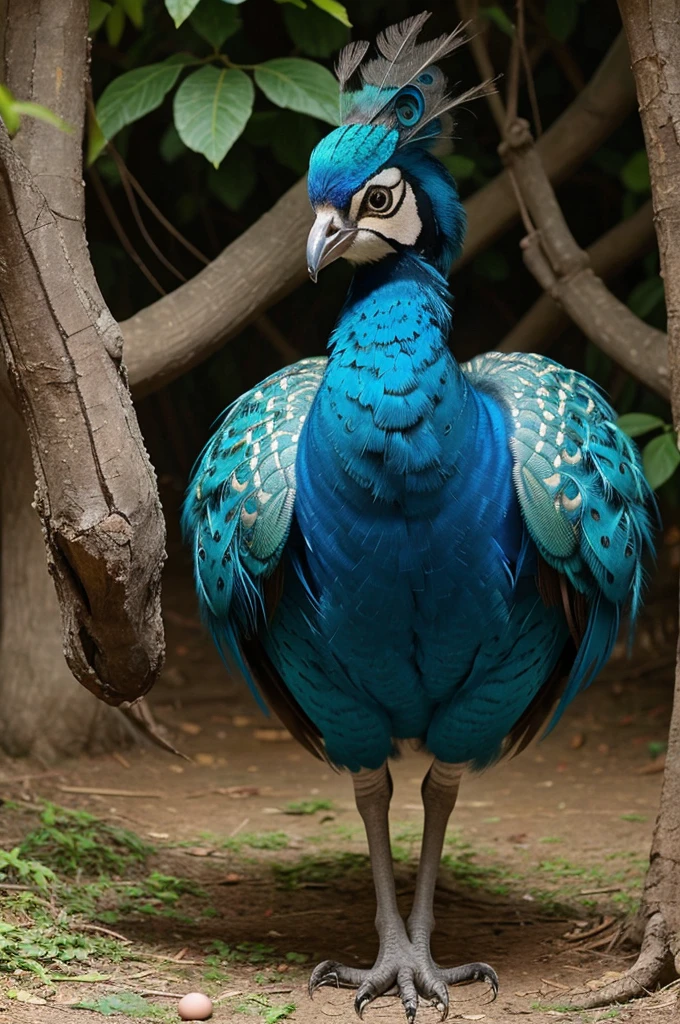 Hansika Motwani is a peafowl bird, She is a bird but her head looks like girl, from neck to full body looks like peafowl bird. peafowl legs, peafowl wings. Bird body, peafowl body,   perfect picture, perfect bird, real bird, Real head replace with real peafowl head. Exact Bird. Colorful peafowl. Full body Bird. Realistic picture. She sit on her eggs.