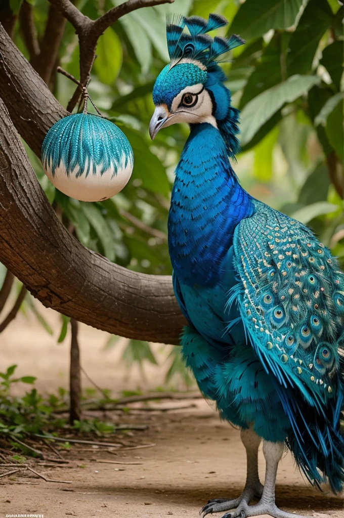 Hansika Motwani is a peafowl bird, She is a bird but her head looks like girl, from neck to full body looks like peafowl bird. peafowl legs, peafowl wings. Bird body, peafowl body, perfect picture, perfect bird, real bird, Real head replace with real peafowl head. Exact Bird. Colorful peafowl. Full body Bird. Realistic picture. She sit on her eggs.