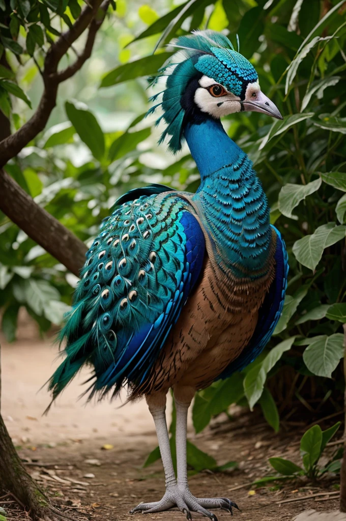 Hansika Motwani is a peafowl bird, She is a bird but her head looks like girl, from neck to full body looks like peafowl bird. peafowl legs, peafowl wings. Bird body, peafowl body, perfect picture, perfect bird, real bird, Real head replace with real peafowl head. Exact Bird. Colorful peafowl. Full body Bird. Realistic picture. She sit on her eggs.