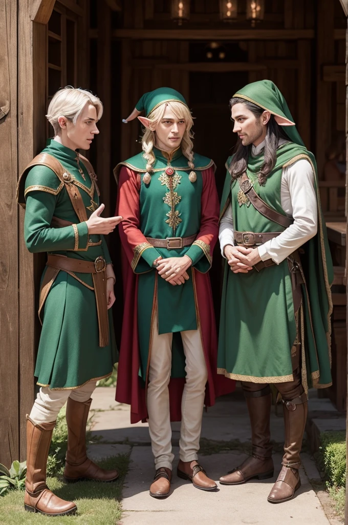 make 3 elves (Men) chatting