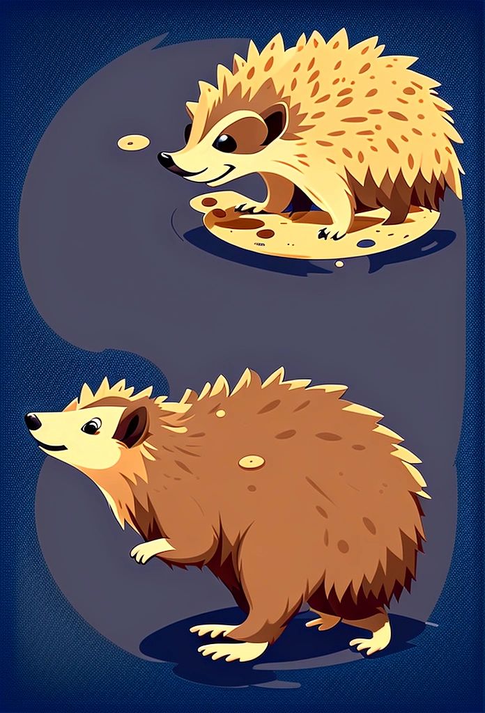 A hedgehog jumping skill icon，Game UI asset design，Dark background，Basic Background