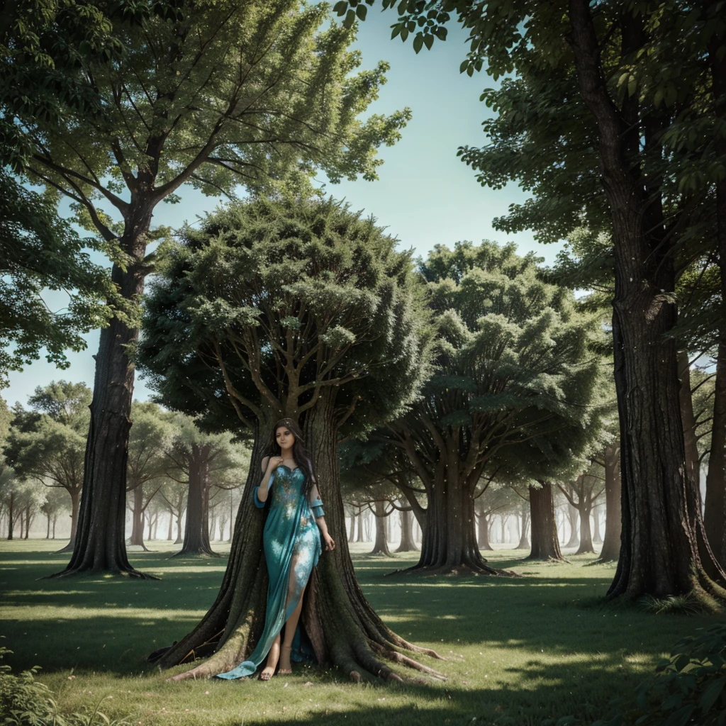 giant tree mystical forest with magical creatures hiding among the branches, 8k, high quality