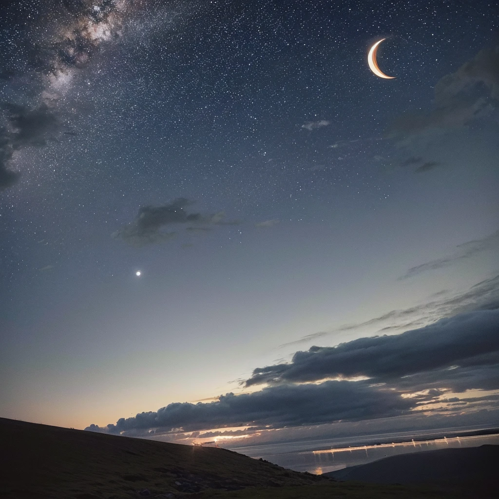  , night time ,  facing the moon , eclipse in the sky , landscape 
