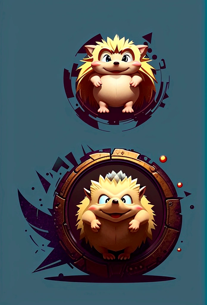 A jumping hedgehog,Game UI asset design,Game 2D Icon,Logo,Skill Icon,Dark background,Basic Background