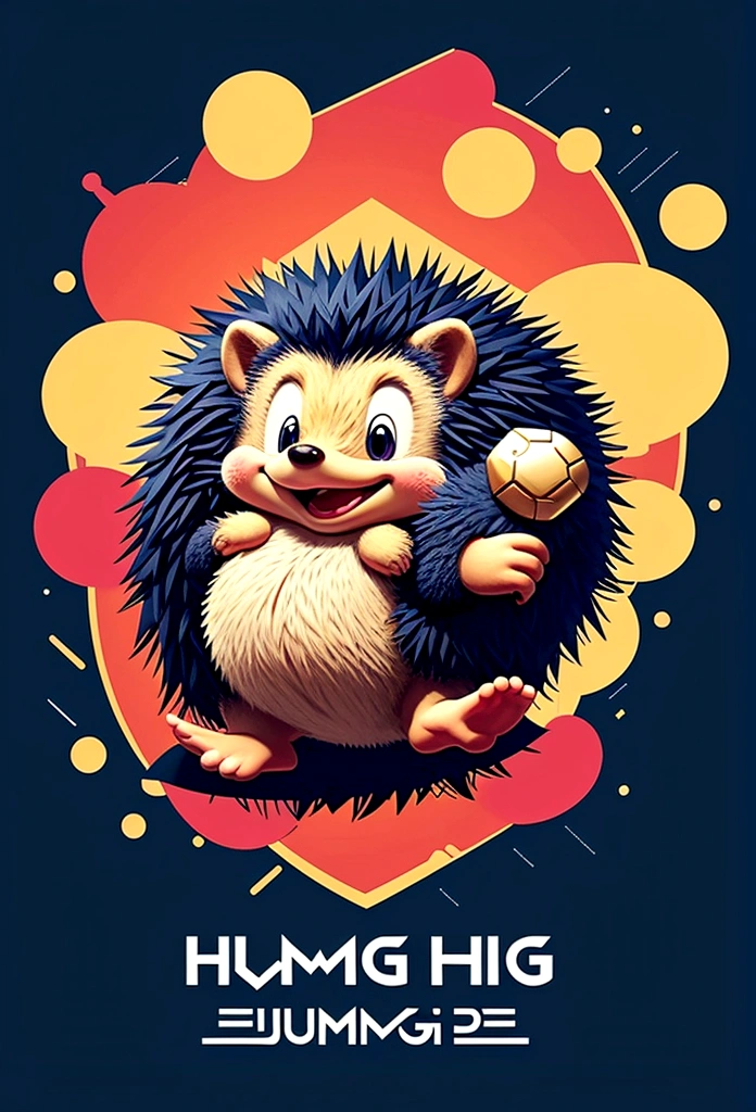 A jumping hedgehog，Game UI asset design，Game 2D Icon，Logo，Skill Icon，Dark background，Basic Background