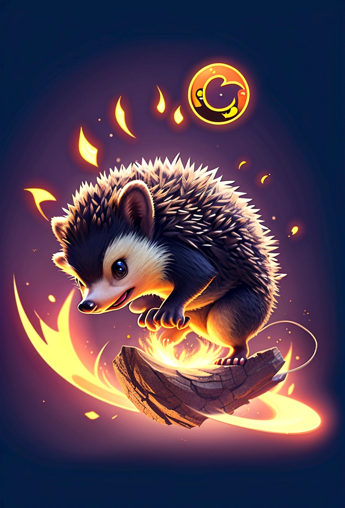 A jumping hedgehog,Game UI asset design,Game 2D Icon,Logo,Skill Icon,Dark background,Basic Background