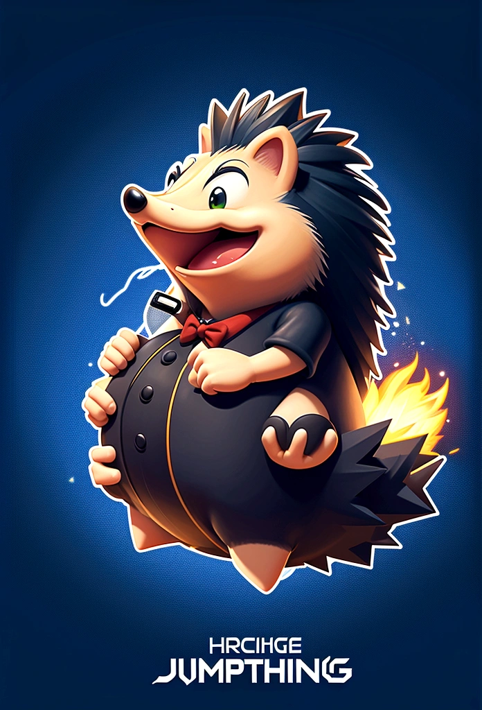 A jumping hedgehog，Game UI asset design，Game 2D Icon，Logo，Skill Icon，Dark background，Basic Background