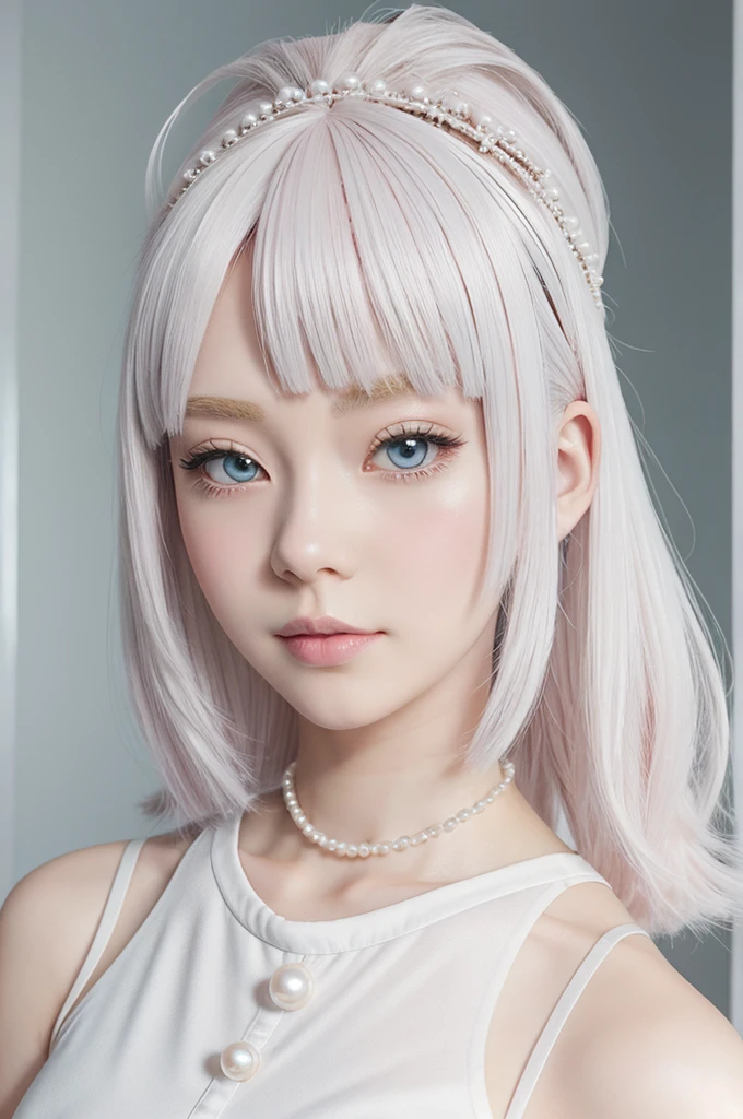 Pearl with white pinkish hair
(Anime style)