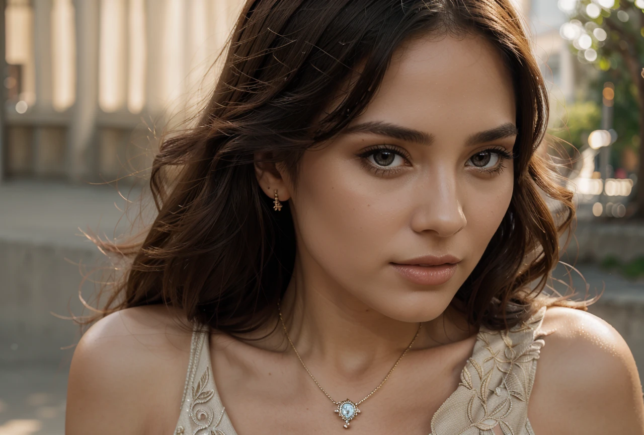 a beautiful woman, elegant woman, beautiful detailed eyes, beautiful detailed lips, extremely detailed eyes and face, long eyelashes, flawless skin, intricate jewelry, flowing dress, graceful pose, serene expression, natural lighting, warm color palette, cinematic composition, highly detailed, photorealistic, masterpiece, 8k