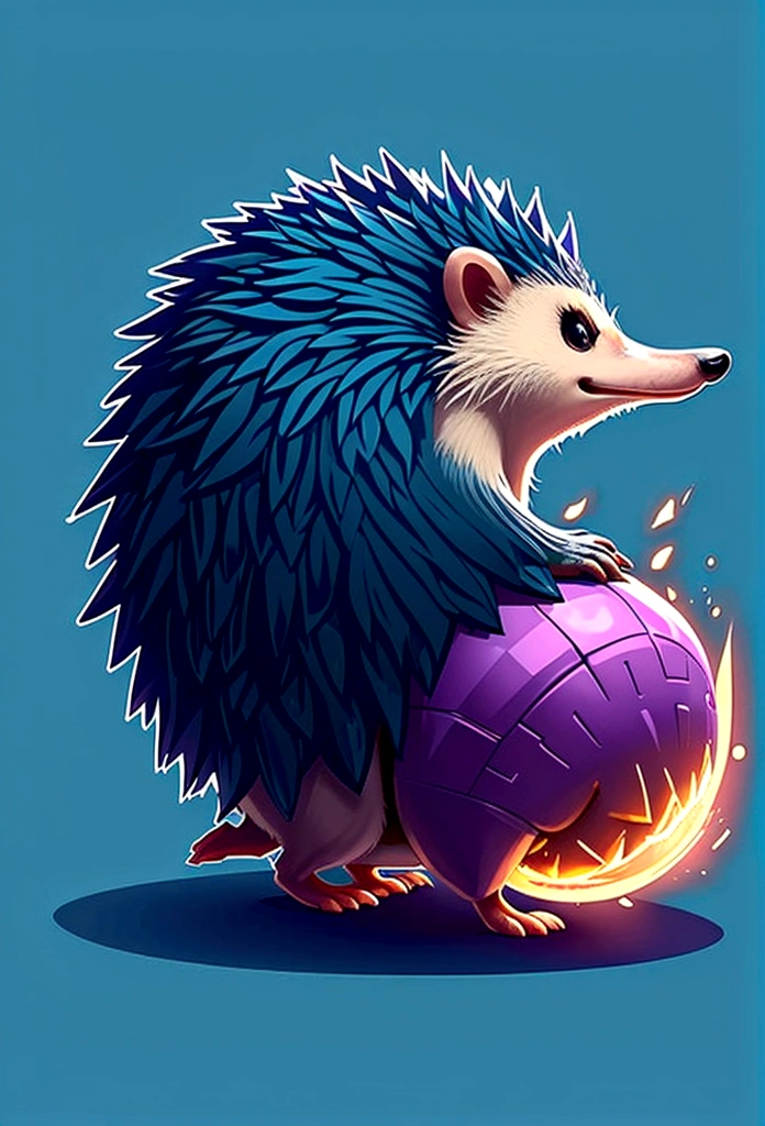 A jumping hedgehog,Side view,Game UI asset design,Game 2D Icon,Logo,Skill Icon,Dark background,Basic Background