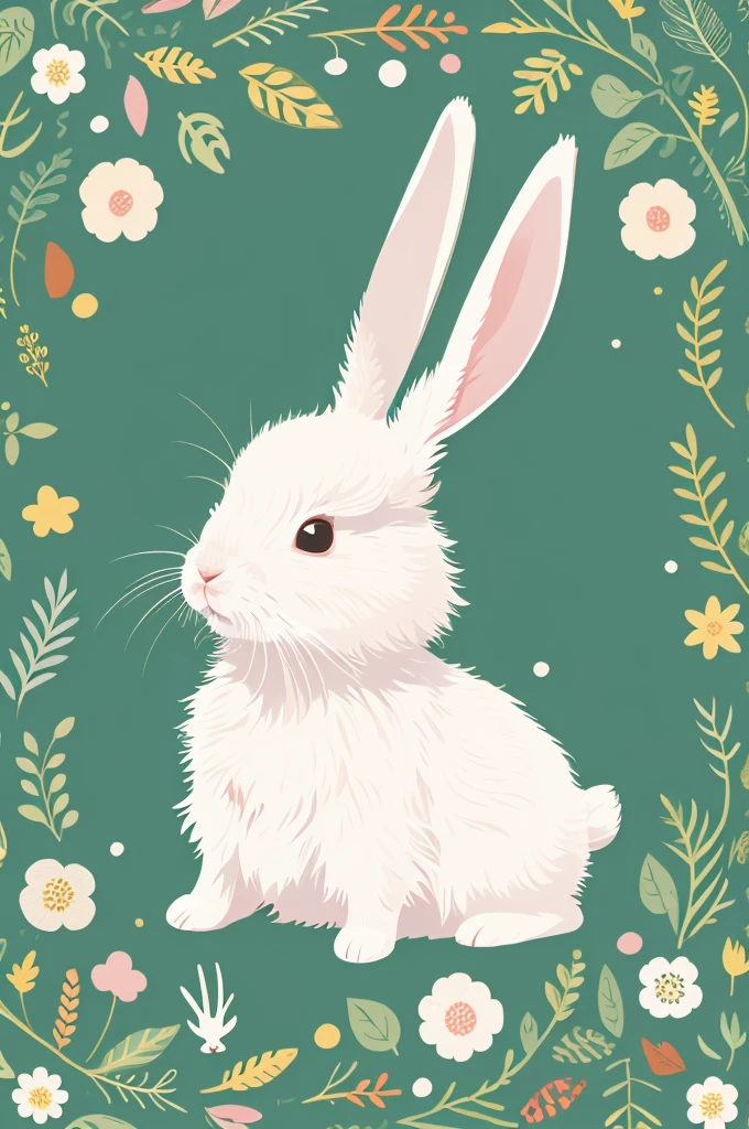 Dot illustration style、Small and cute rabbit